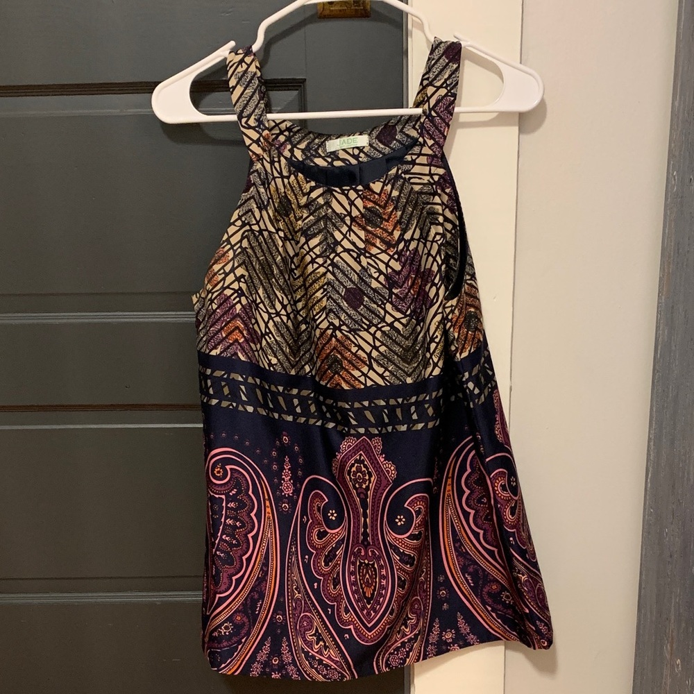 Jade Navy and Pink Patterned Tank Top